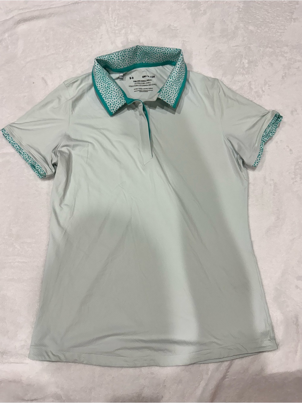 Under Armour Light Mint Green Short Sleeve Polo with Patterned Trim